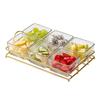 Glass Compartment Snack Serving Tray with Rack