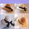 Basic Straw Bucket Hat For Women With Bow Decor Summer Beach Sun Protection