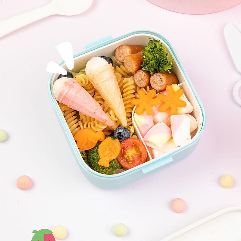 New Portable Children Students Lunch Box Bento Box Food Container Carton Dinnerware Cutlery Food Container Outdoor Tableware
