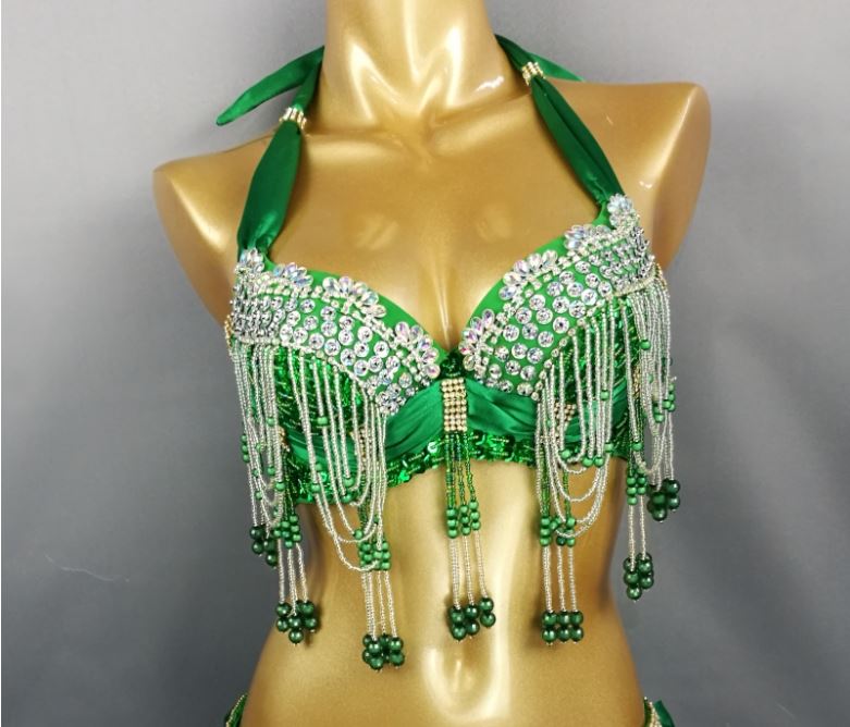 Women Beading Sequins Samba Carnival Belly Dancing Bra Top for Halloween Dance EDC Rave Outfit Night Party Stage Performance