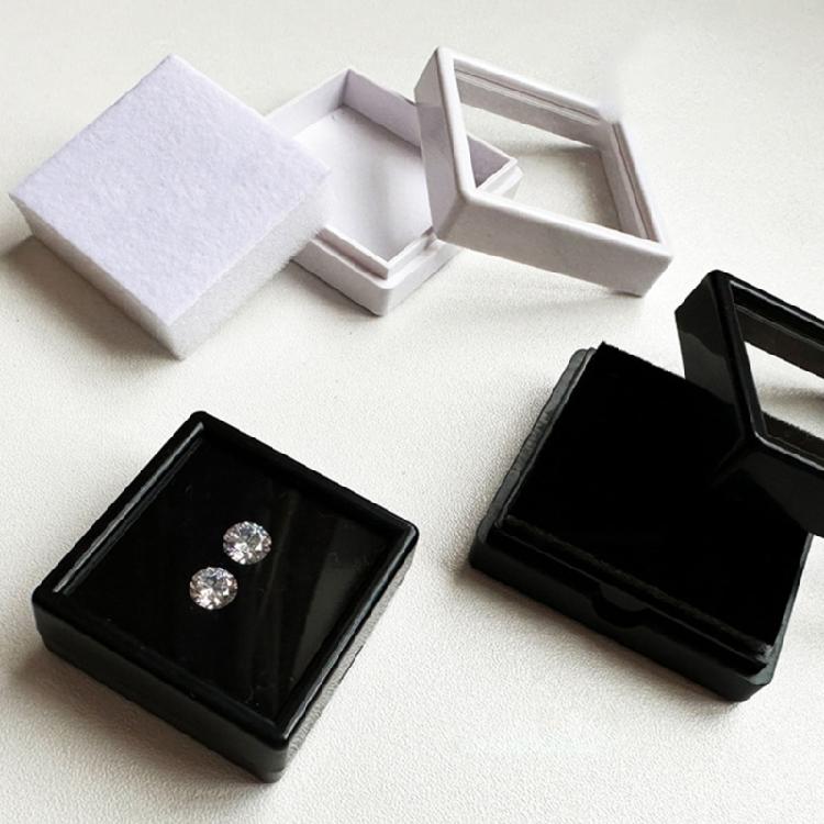 15Pcs Compact 3Cm Square Jewelry Storage Boxes With Clear Covers And PU Padding For Secure Gems Protections