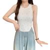 Beaded Fashion Camisole - Women's Knit Slim Fit Sleeveless Summer Top