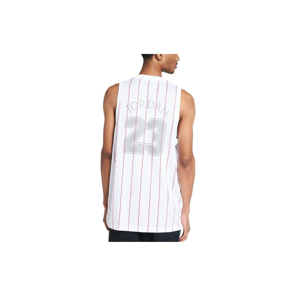Jordan Striped Alphabet Numeric Print Round Neck Vest Men Tops White DM1380-100