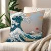 Vintage Hokusai Waves Cushion Cover Inches Farmhouse Decor Home Throw Pillow Covers For Couch Decorations