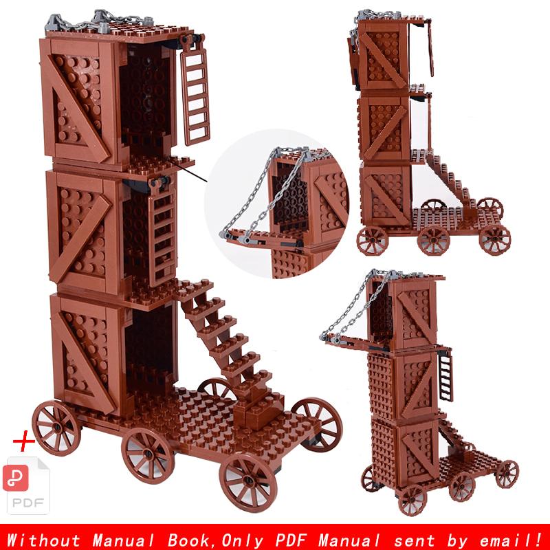 Mittelalter Burg Königlicher König Ritter Rom Spartacus Streitwagen Belagerungsmaschine Modell Bausteine Ziegel Spielzeug für Kinder Geschenk