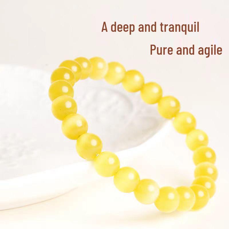 White Cat's Eye Crystal Bracelet for Women: Luxurious, Exquisite Jade String for Luck & Fortune.