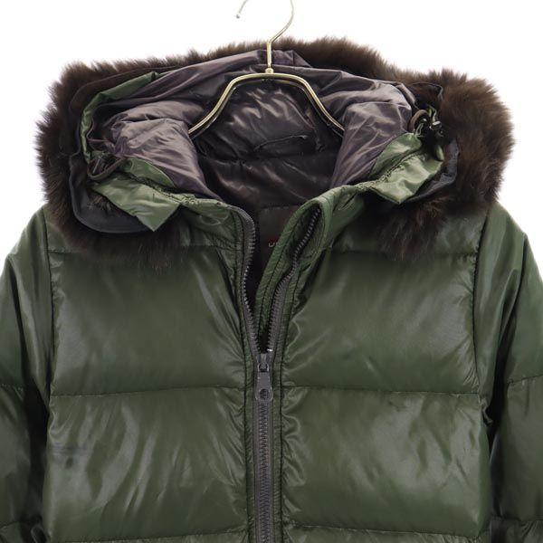 DUVETICA Long sleeve Down jacket 38 green Raccoon real fur hood Women Used
