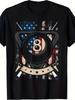 Men'S Unisex'S Pool Snooker Billiards Tshirt 8 Ball USA Flag Graphic Retro American Pool Player Tee SM Casual Shirt for Billiards Tournaments Bar Game