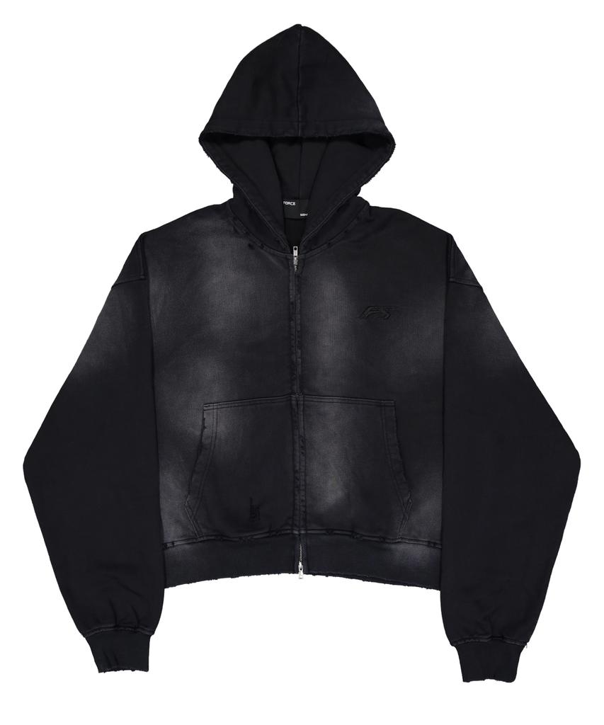 Forcesensitive Force Washed Hoodie Zip-Up Cropfit Bk