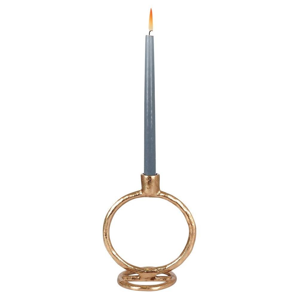 Candlestick Metal Gold Stand for a Long Candle Decorative Table 19 cm