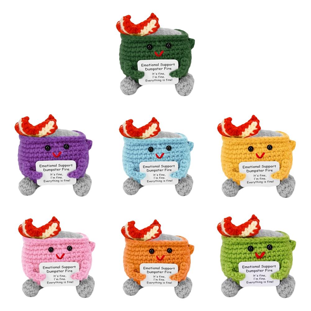 Häkeln Müllcontainer Feuer Niedlich Humorvoll Emotionale Unterstützung Dekoration Geschenk für Zuhause und Büro Fröhliches Accessoire