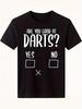 Humorous Men'S T-Shirt Featuring a Dart Score Chart Design, Perfect for Casual Wear. This Oversized Shirt with White Text And Dart Icons Is Breathable