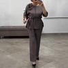 2026 Plus Size Women's Leopard Print Floral Patchwork Set - Elegant European & American Style