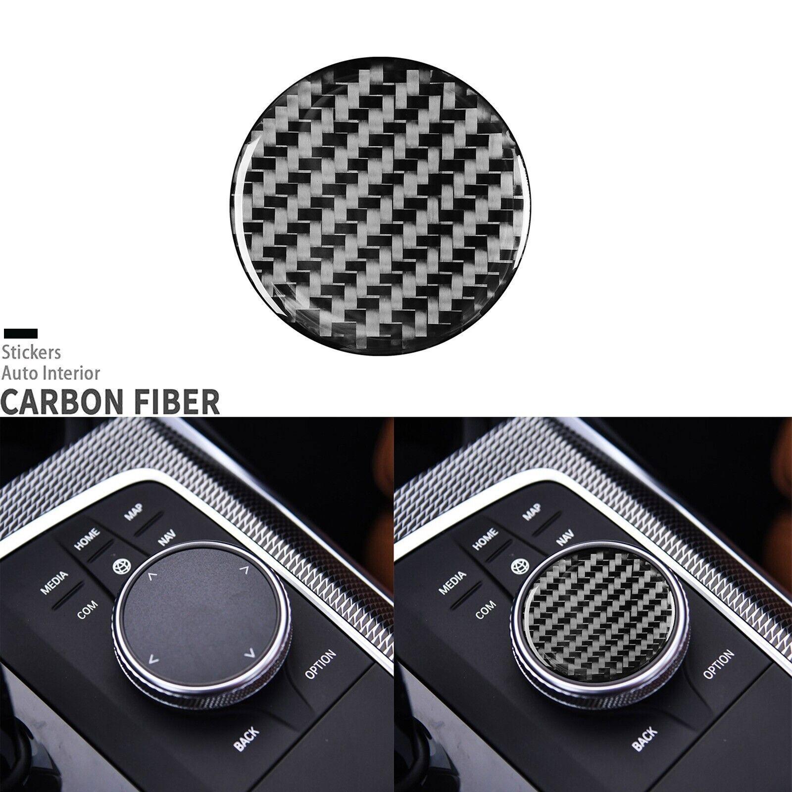 Real Carbon Fiber Console Multimedia Knob Cover For BMW 3 4Series M4 G20 G28 G82
