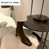 Autumn Winter Warm Cotton Women Ankle Boots Fashion Square Toe Short Booties Ladies Concise Thick High Heels Shoes