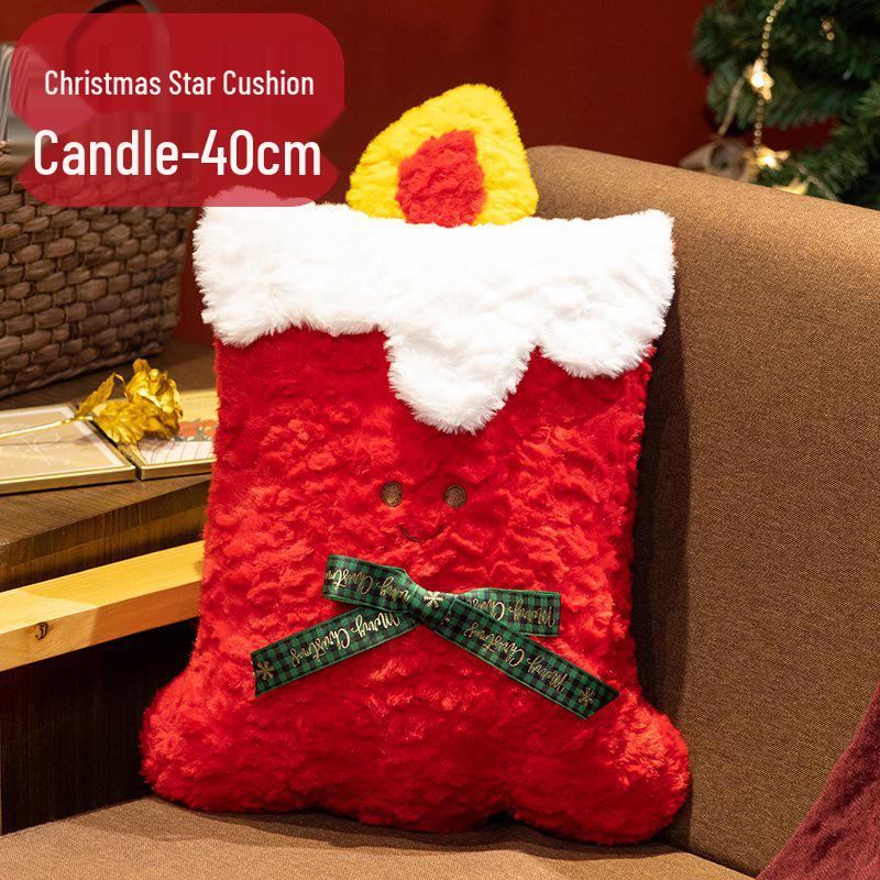 Christmas Gingerbread Man & Snowflake Throw Pillow - Holiday Decoration for Sofa & Living Room