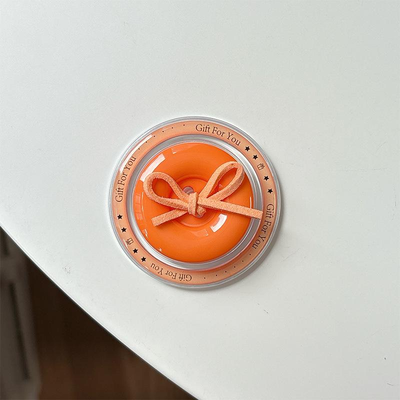 Magnetic Back Sticker Button Solid Color Bow Mobile Phone Airbag Bracket Niche Retractable Desktop Bracket Stable Creative