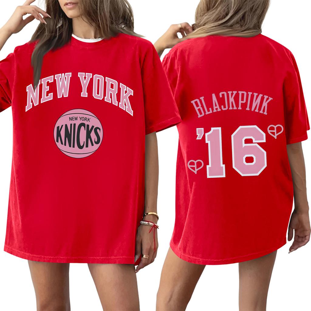 Damski T-shirt z krótkim rękawem i nadrukiem z okrągłym dekoltem