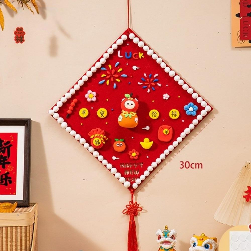 

30x30cm Fu Character Pendant Red Color Happy Horse Year Big Fu Wall Pendant Hanging DIY Crafts Lunar New Year Ornament