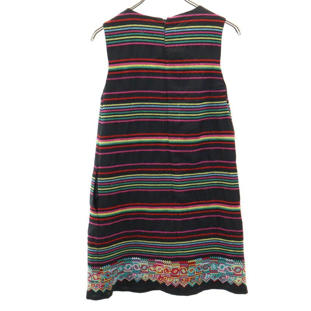 SEE BY CHLOE 100% Silk Border Pattern No Sleeve Mini Dress 4 Black Women Used