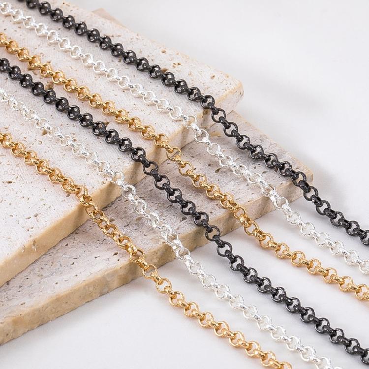Classical Round O Shaped Copper Chain With Intricate Detailing For Handmade Necklace Bracelet Components