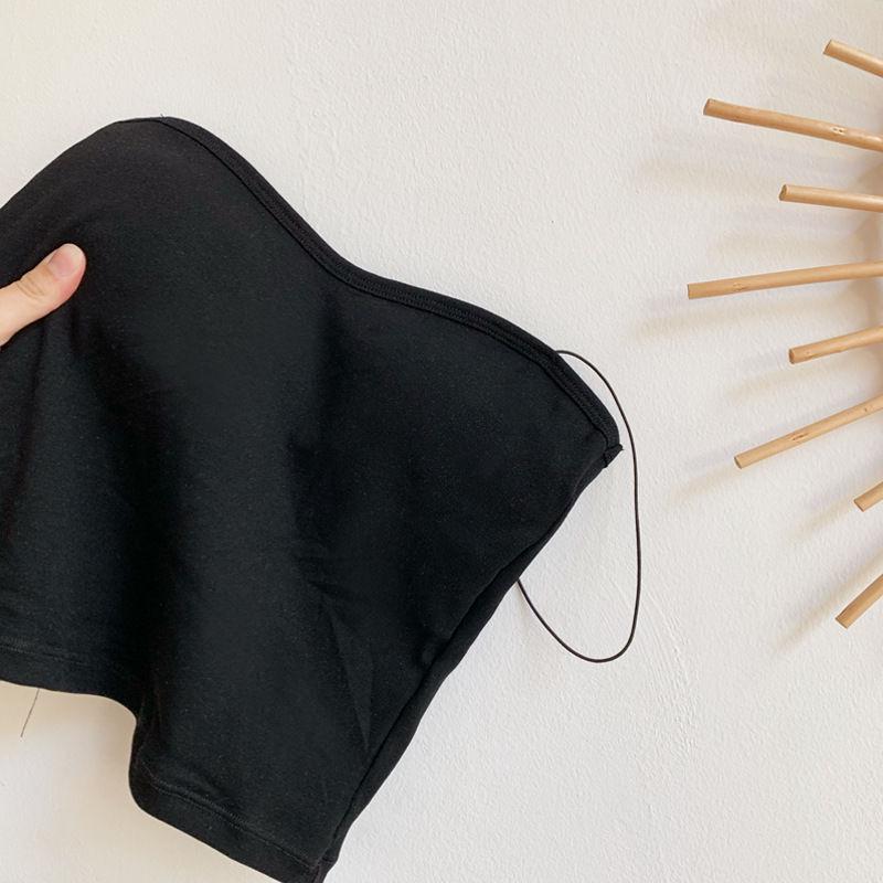 

Топ кроп на тонких бретелях из рубчатого хлопка с нагрудными вкладышами для женщин One Size (75-125 Jin)