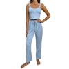 Multi-color Lace Camisole & Long Pants Pajama Set - Stretchy, Comfortable, and Versatile