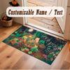 Floral Garden Theme Crystal Velvet Floor Rug Personalized Custom Name Text Warm Carpet Home Decoration