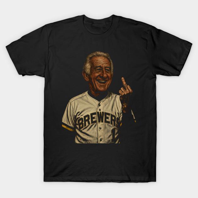 

Men Black Print T-shirt Vintage, Bob Uecker No-Cut Transfer Paper Print Cotton Tshirt S
