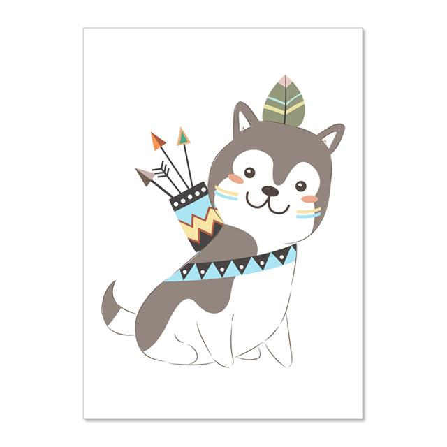 Cartoon Cute Animal Nursery Wall Art Canvas Painting Posters And Prints Wall Pictures Baby Kids Room Décor No Frame