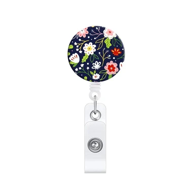 Retractable Badge Holder Reel Clip Marble Print Nurse Exhibition Card Holders Woman Doctor ID Card Chain Clips