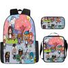 Toca Life World Cartoon-Aufdruck Kinder Schulrucksack-Set Mit Verstellbaren Luftpolster-Trägern Klassen 3-4