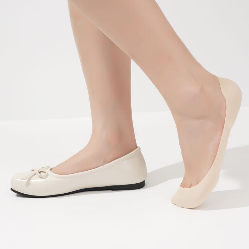 Women Ice Silk Boat Socks Foot Padded Silicone Anti Slip Thick Sponge Bottom Soft Comfortable High Heel Shockproof Invisible Socks