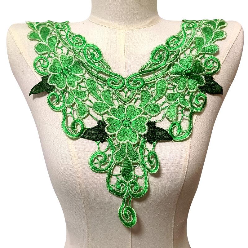 Water-soluble lace collar, heavy industry two-color collar, black and gold embroidered collar, three-dimensional hollow embroidery, gold thread.