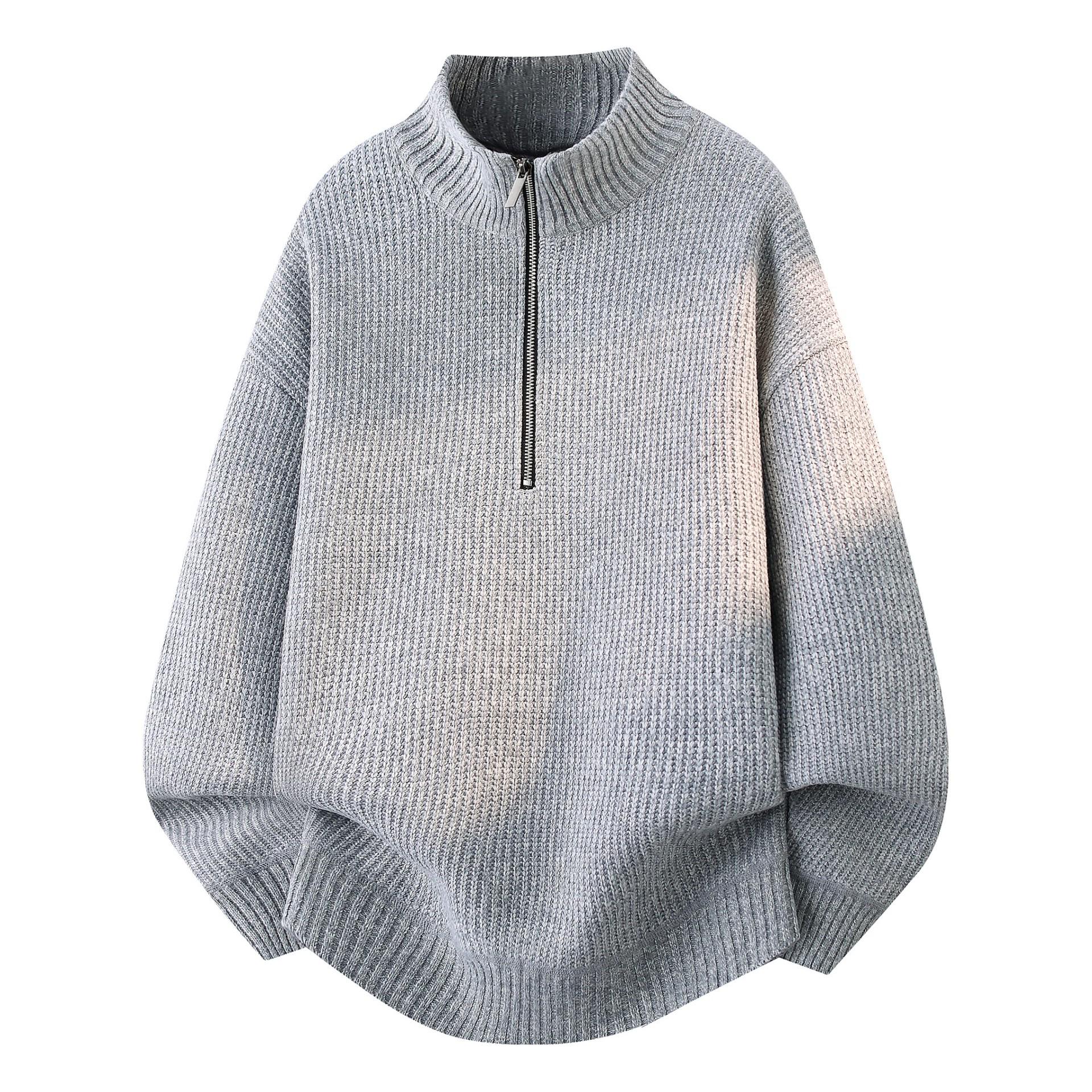 Men s Thick Plush Half-Zip High-Neck Loose Knitwear for Autumn & Winter - Japanese Lazy Style 2XL