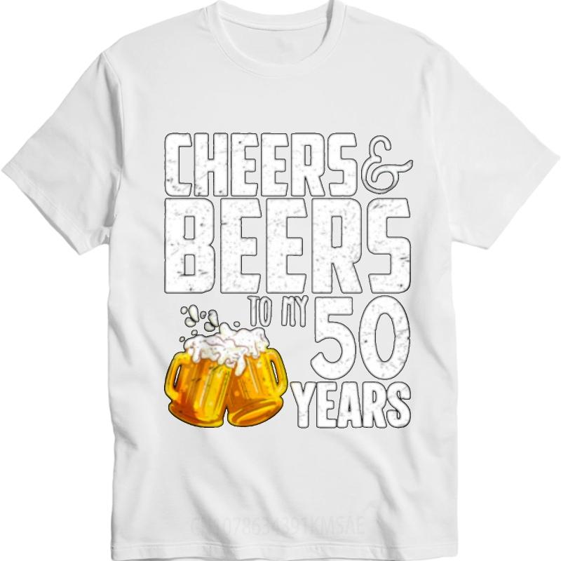 Soft Cotton Tee Rock For Her Round Neck T Shirt Unisex Cheers And Beers To My 50 Years Anime Unisex Top Tees Comfort Tshirt