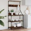 VidaXL Bakery Shelf and Hooks 4 Levels, Storage Furniture with Adjustable Feet, Kitchen Organizer 838960
