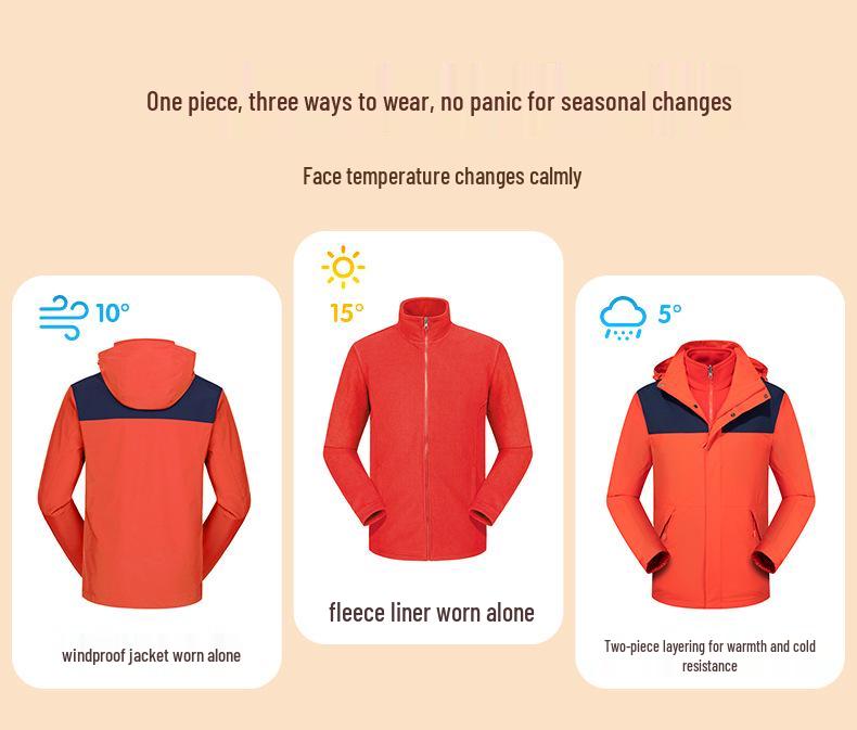 Children's Three-in-One Storm Jacket Set – Warm, Breathable School Uniform Outerwear with Custom Logo