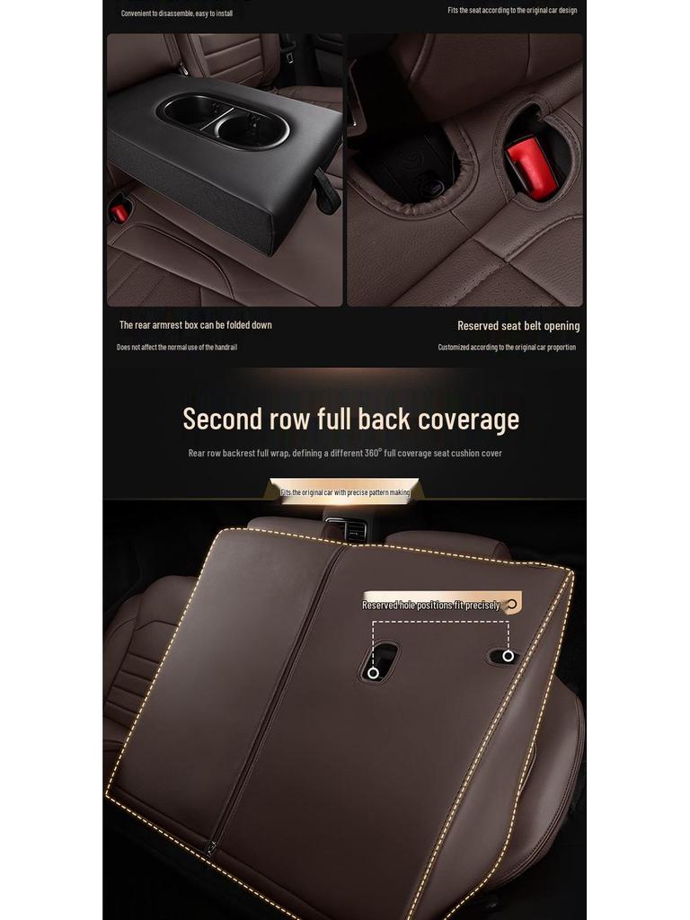 Custom Lingdu Car Seat Cover - All-Season, Wear-Resistant Leather, Full Wrap for Five-Seater.