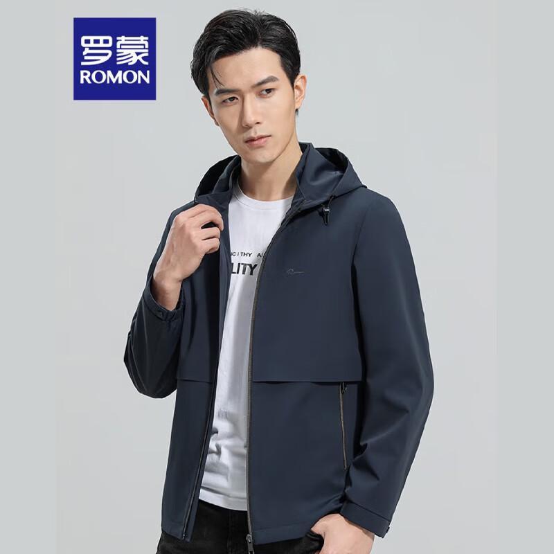 ROMON Men's Detachable Hooded Business Casual Jacket
