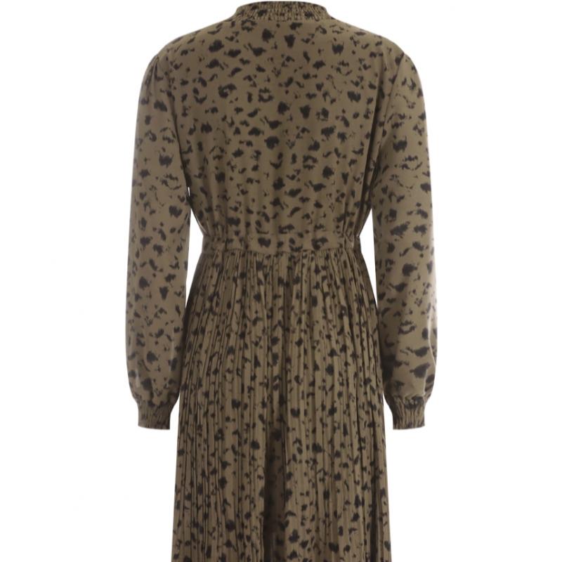 Shop   Women S Leopard waiStStrap Pleated Long Sleeve Maxi dreSS Ivory Cp Wdr 16