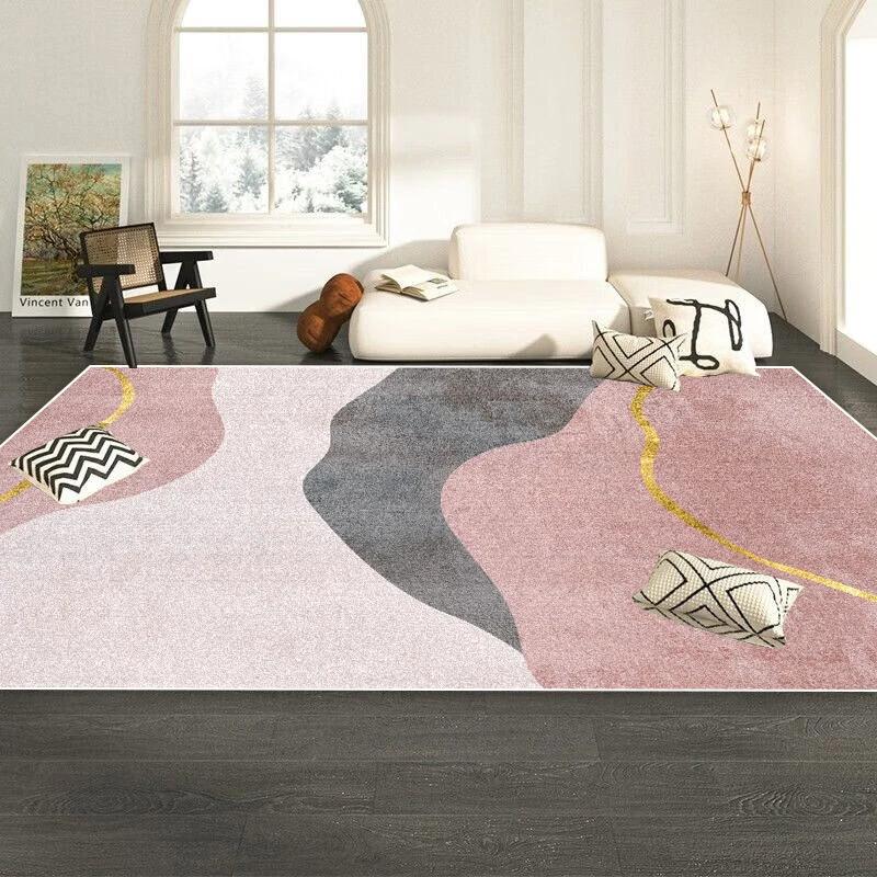 Pink Modern Simple Living Room Decoration Carpet Girl Bedroom Bedside Non-slip Rugs Home Decor Large Area Rug Washable Floor Mat