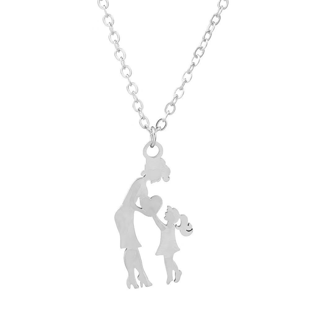 

Stainless Steel Mother-Daughter Pendant Necklace - Retro Creative Design