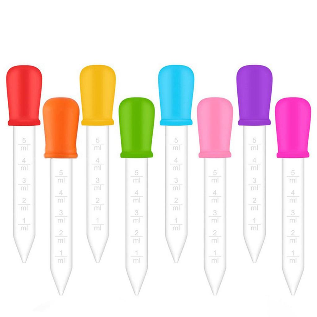 Set di 8 contagocce dosatori per medicinali per neonati in silicone per uso alimentare, siringa graduata multicolore per somministrazione di acqua e medicinali ai lattanti