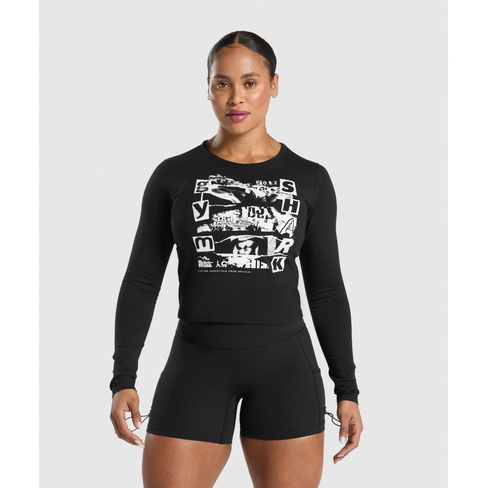 

Gymshark Punk Graphic Long Sleeve Midi Top Black B2b3q Bb2j XS