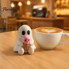 Cute Ghost Resin Ornaments Halloween Mini Decorative Figurine, 3D Printed White Statue with Personalized Gifts Pink Skull Ice Cream, Desktop Ornament