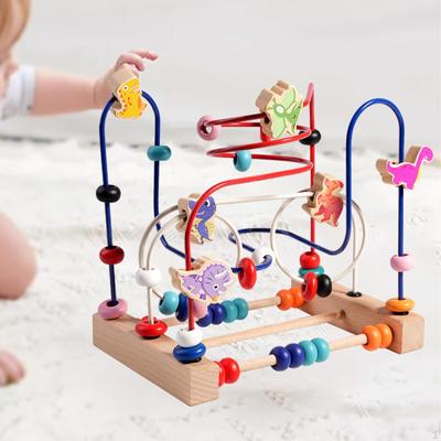 Wooden Bead Maze Toy Birthday Gifts Sensory Skills Dinosaur Colorful