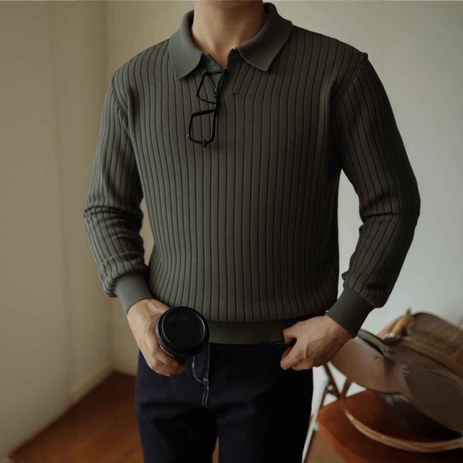 

Men s V-Neck Seagull Collar Sweater – Loose Fit, Long Sleeve, Autumn-Winter 2025 Fashion Trend XXXL зелений