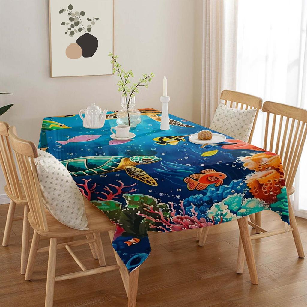 Ocean Series Polyester Tablecloth: European Style Dining & Festival Decor for Home and Hotel.