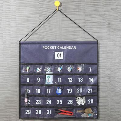 Calendar Wall With Pockets Wall Mount Fabric Storage Pouch Novel Monthly Calendar Organizer For Living Room Bedroom
